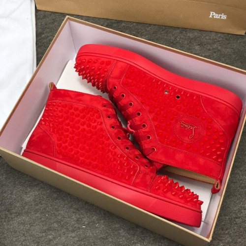 Christian Louboutin Mens Shoes Luxury Brand Red Bottom Design Louis Junior Spikes Flat with Original Box CL sneakers