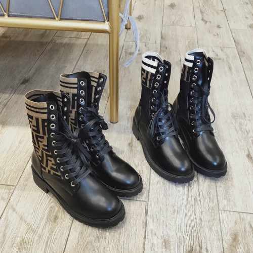 Fendi Women Shoes Boots ANKLE BOOTS Black leather biker boots