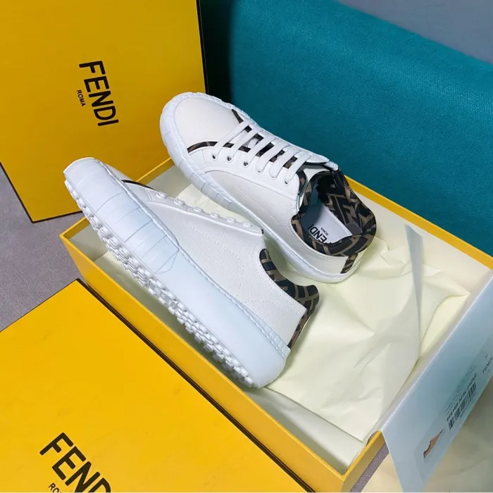 Fendi Mens Shoes FENDI FORCE White Canvas and TPU Low-tops 8E8110AF5AF1DV4 with Original Box