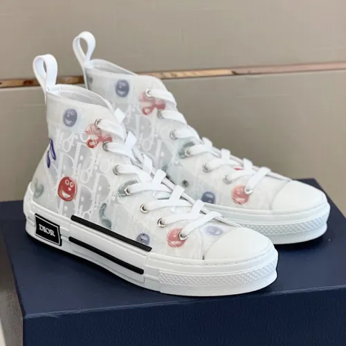 Dior Mens Shoes Sneakers Casual Luxury Brand B23 HIGH-TOP SNEAKER Dior Oblique Canvas with Original Box 3SH118ZMK_H761