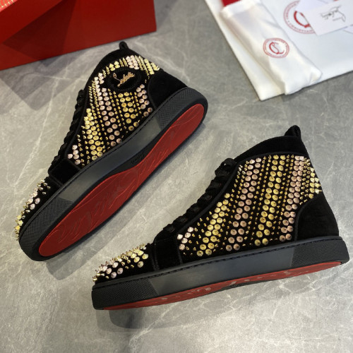 Christian Louboutin Mens Shoes Luxury Brand Red Bottom Design Louis Junior Spikes Flat with Original Box CL sneakers