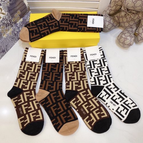 Fendi Socks 5 Pairs with Original Box Luxury Brand Breathable Fendi Sock