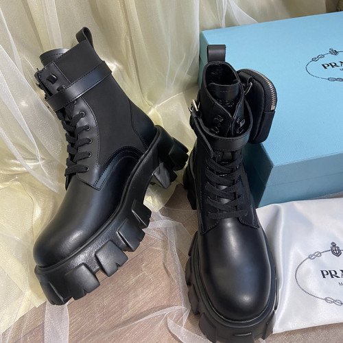 Prada Women Shoes Boots Luxury Brand Outdoor Sneakers Monolith Re-Nylon Gabardine Booties 1T549M_1YFL_F0002_F_055