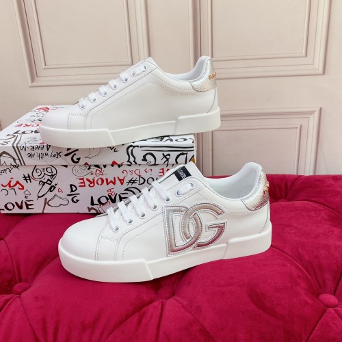 Dolce&Gabbana Womens Mens Shoes Fashion Sneakers Luxury Brand Calfskin Nappa Portofino Sneakers With Lettering