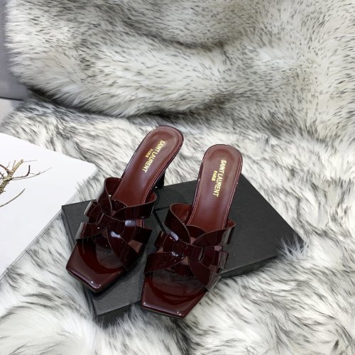 Saint Laurent YSL Womens Shoes TRIBUTE HEELED MULES IN SMOOTH LEATHER 9CM