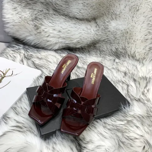 Saint Laurent YSL Womens Shoes TRIBUTE HEELED MULES IN SMOOTH LEATHER 9CM