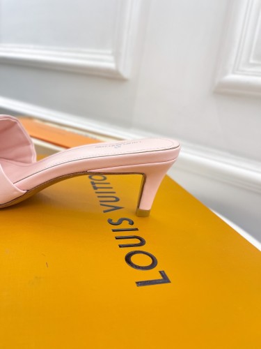 Louis Vuitton Womens Shoes Sandals Slippers Luxury Brand REVIVAL MULE 1A9P06 Pink Monogram-embossed lambskin with Original Box 5.5cm Heel