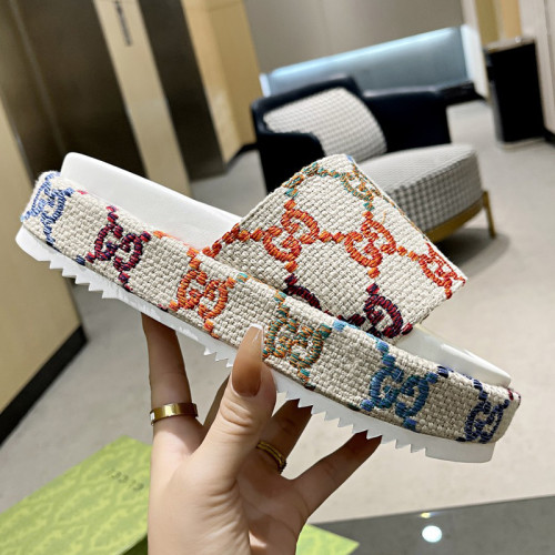 Gucci Womens Shoes Platform Slide Sandal Summer Design Luxury Brand Double GG Women Slippers with Original Box 623212 UFT00 8464