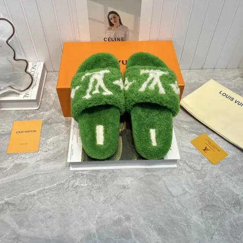 Louis Vuitton Womens Shoes Slide Slippers for Winter Wool Fabric Luxury Brand Designer PASEO FLAT COMFORT MULE with Original Box