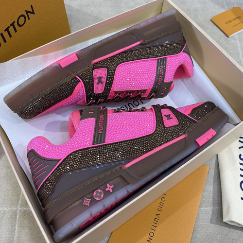 Louis Vuitton Womens Shoes Fashion Sneakers Design Luxury Brand LV TRAINER SNEAKER Mix of materials with Original Box 1A9JI9