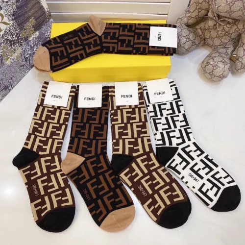 Fendi Socks 5 Pairs with Original Box Luxury Brand Breathable Fendi Sock