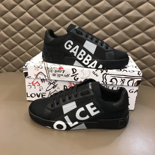Dolce&Gabbana Men Shoes Sneakers Luxury Nylon Portofino Sneakers With Logo Tape CS1772AJ9938B956