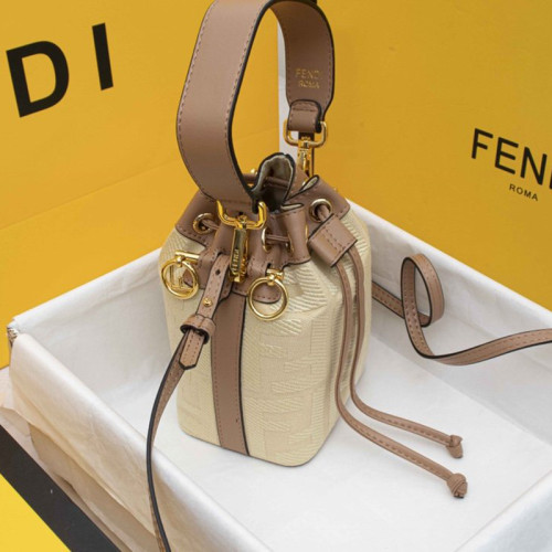 Fendi Womens Bag MON TRESOR Mini Bag in Beige Canvas