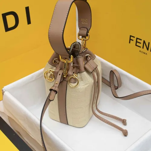 Fendi Womens Bag MON TRESOR Mini Bag in Beige Canvas