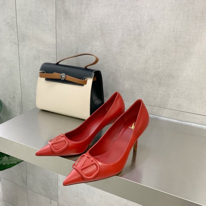 Valentino Women Shoes Mule Flip Flop Sandals VLOGO SIGNATURE CALFSKIN PUMP 80MM Luxury Brand with Original Box