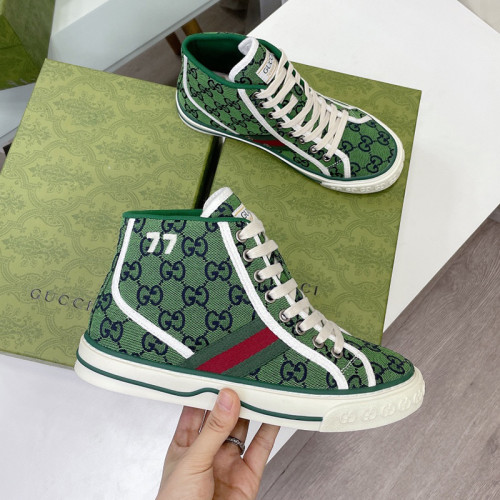 Gucci Womens Shoes Fashion Type Luxury Brand Leather Women's Gucci Tennis 1977 high top sneaker with Original Box