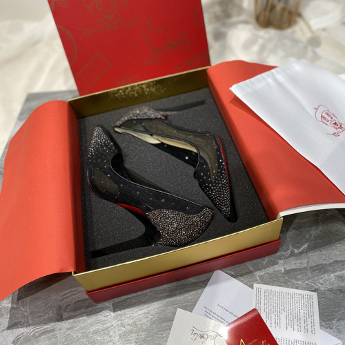 Christian Louboutin Womens Shoes Follies Strass High Heels Shoes Pumps 10CM