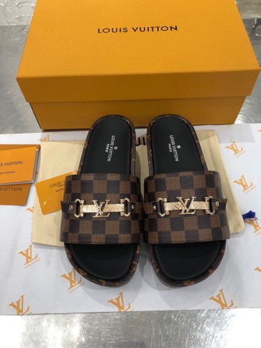 Louis Vuitton Womens Shoes Sandals Slippers Luxury Brand Louis Vuitton JUMBO FLATFORM MULE with Original Box 1A9QYY