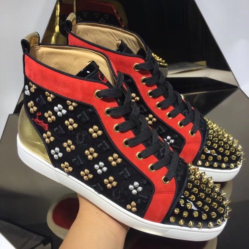 Christian Louboutin Mens Shoes Luxury Brand Red Bottom Design Louis Junior Spikes Flat with Original Box CL sneakers