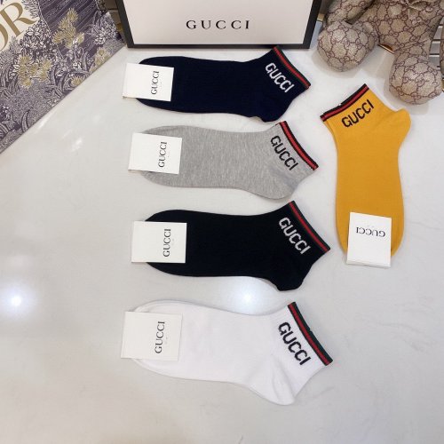 Gucci Socks 5 Pairs with Original Box Luxury Brand Breathable Gucci Sock