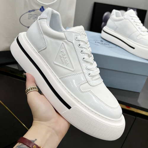 Prada Womens Shoes Casual Luxury Brand Breathable Prada Macro Re-Nylon and brushed leather sneakers 1E661M_3LF5_F0009_F_045 with Original Box