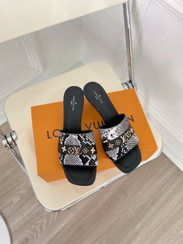 Louis Vuitton Womens Shoes Sandals Slippers Luxury Brand REVIVAL MULE 1A8W32 calf leather with Original Box 5.5cm Heel