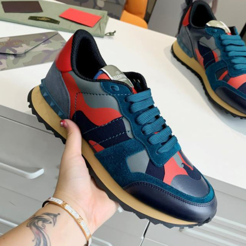 Valentino Men Shoes Fashion Design Luxury Brand ROCKSTUD CALFSKIN SNEAKER with Original Box