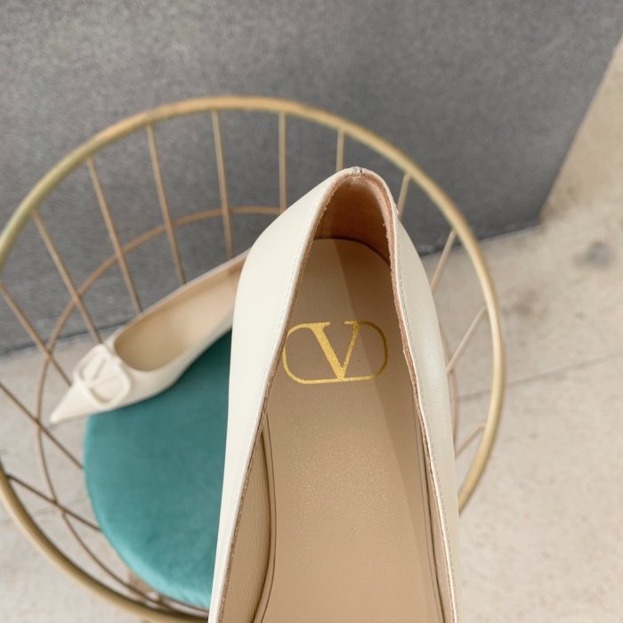 Valentino Women Shoes Mule Flip Flop Sandals VLOGO SIGNATURE CALFSKIN PUMP FLAT with Original Box Luxury Brand