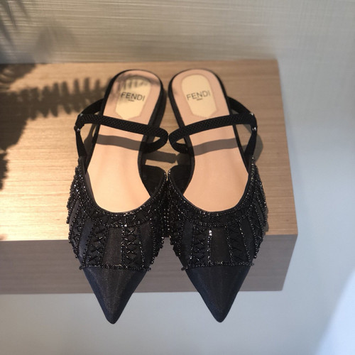 Fendi Womens Shoes Flat Mules Sandals