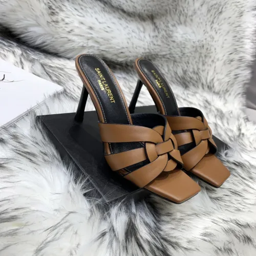 Saint Laurent YSL Womens Shoes TRIBUTE HEELED MULES IN SMOOTH LEATHER 9CM