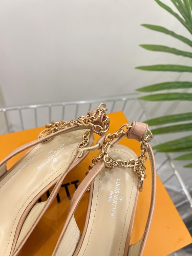 Louis Vuitton Womens Shoes Sandals Slippers Leather Design Luxury Brand MANSION SL.BACK PUMP 5.5cm Heel Fashion Sandals with Original Box 1A94WO