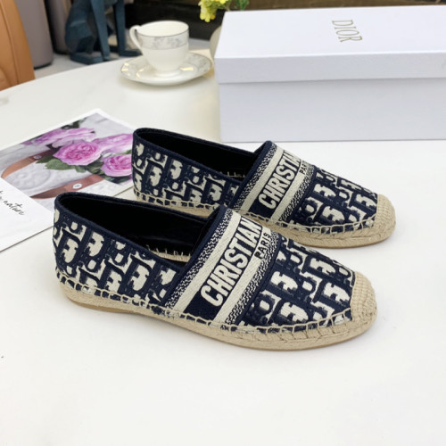 Dior Womens Shoes DIOR GRANVILLE ESPADRILLE Deep Blue Dior Oblique Embroidered Cotton with Original Box KDB585OBE_S56B