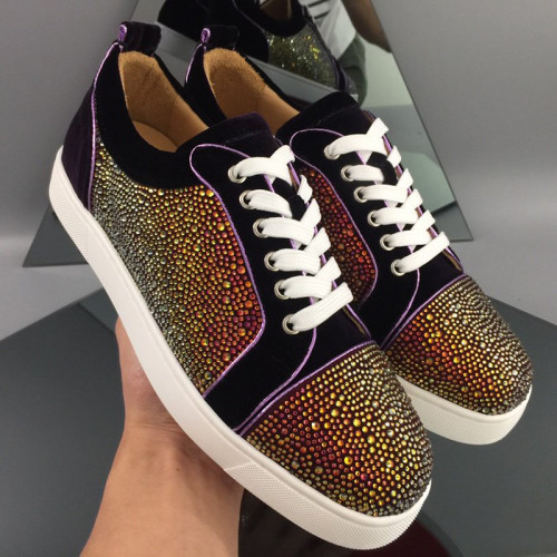 Christian Louboutin Mens Shoes Luxury Brand Red Bottom Design Louis Junior Spikes Flat with Original Box CL sneakers