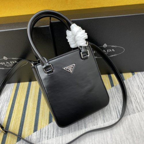 Prada Womens Bag Small Brushed Leather Tote