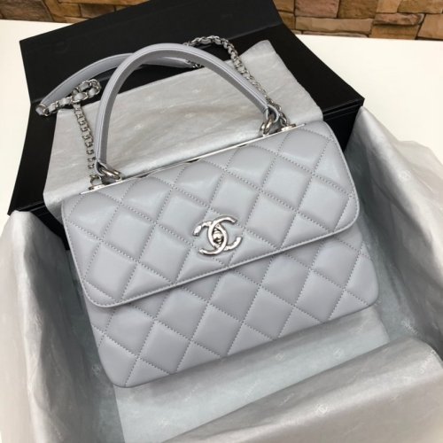 Chanel Womens Shoulder Bags Luxury Brand with Original Box Small Flap Bag With Top Handle Lambskin & Silver-Tone Metal
