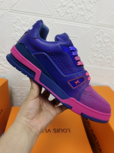 Louis Vuitton Womens Shoes Fashion Sneakers Design Luxury Brand LV TRAINER SNEAKER Mix of materials with Original Box 1A9JI9