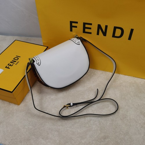 Fendi Womens Bag Crossbody Bag Moonlight White Leather Bag 8BT346ABVLF0K7E