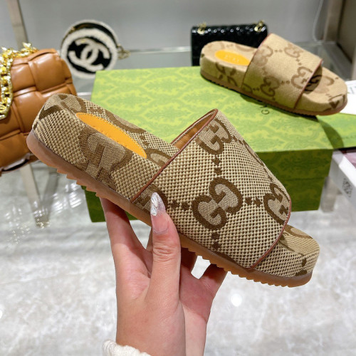 Gucci Womens Shoes Sandals Slides Slippers Luxury Brand Thick Sole Design Women's GG canvas slide sandal with Original Box 624695 H6320 9763