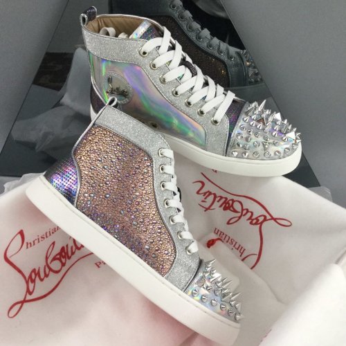 Christian Louboutin Mens Shoes Luxury Brand Red Bottom Design Louis Junior Spikes Flat with Original Box CL sneakers