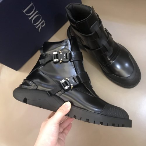 Dior Men Shoes Luxury Brand Ankle Boots Leather Design Calfskin Dress Shoes