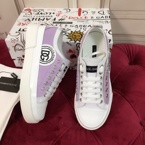 Dolce&Gabbana Womens Shoes Sneakers Fashion Type Luxury Brand Two-tone canvas Portofino Light Low-top sneakers with DG logo with Original Box