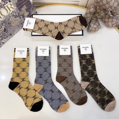 Chanel Socks 5 Pairs with Original Box Luxury Brand Breathable Chanel Sock
