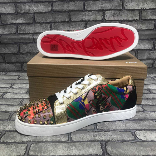 Christian Louboutin Mens Shoes Luxury Brand Red Bottom Design Louis Junior Spikes Flat with Original Box CL sneakers