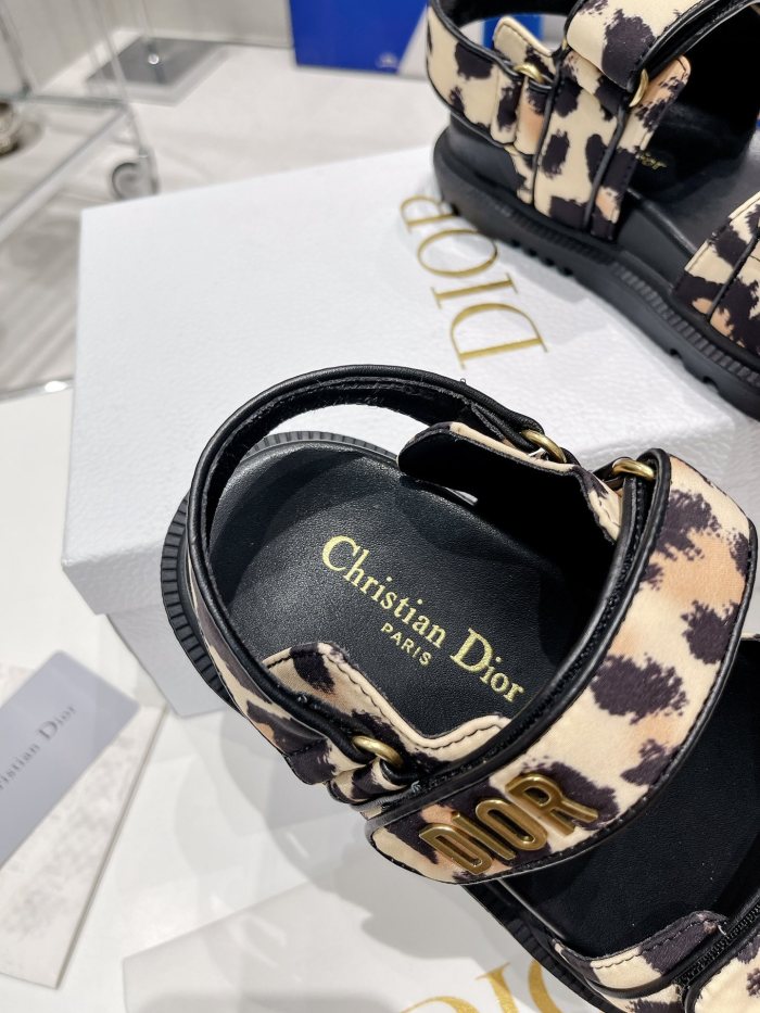 Dior Women Shoes Sandals Luxury Brand DIORACT SANDAL Multicolor Printed Silk with Original Box KCQ549MZS_S57P