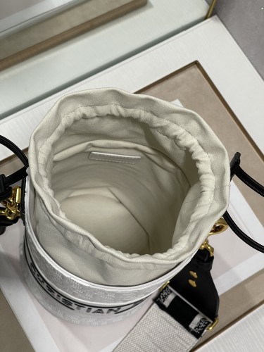 Dior Womens Bags Shoulder Messenger Bags Luxury Brand Dior SMALL DIOR VIBE BUCKET BAG White and Black Smooth Calfskin M8703OOBR_M933