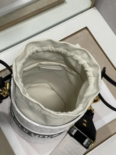 Dior Womens Bags Shoulder Messenger Bags Luxury Brand Dior SMALL DIOR VIBE BUCKET BAG White and Black Smooth Calfskin M8703OOBR_M933