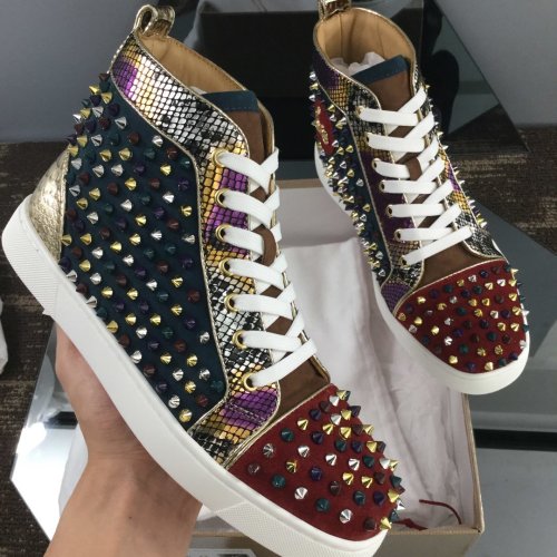 Christian Louboutin Mens Shoes Luxury Brand Red Bottom Design Louis Junior Spikes Flat with Original Box CL sneakers