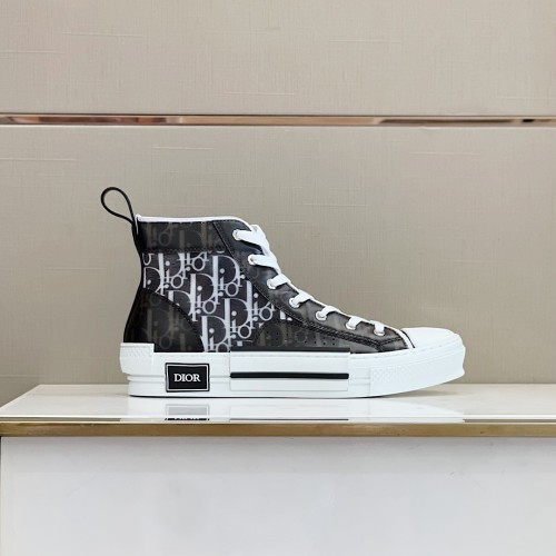 Dior Mens Shoes Sneakers Casual Luxury Brand B23 HIGH-TOP SNEAKER Dior Oblique Canvas with Original Box 3SH118ZMK_H761