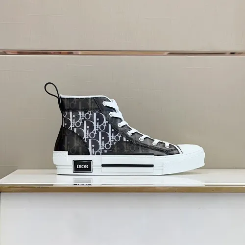 Dior Mens Shoes Sneakers Casual Luxury Brand B23 HIGH-TOP SNEAKER Dior Oblique Canvas with Original Box 3SH118ZMK_H761