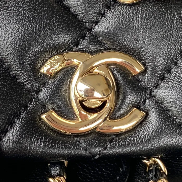 Chanel Womens Bags Drawstring Backpacks Shopping Bag Shiny Lambskin & Gold-Tone Metal with Original Box